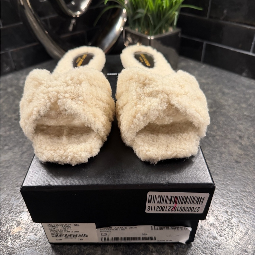 Authentic Saint Laurent Cream Slides